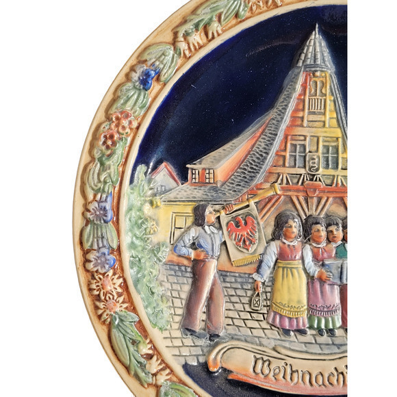 HP Vintage Christmas Western Germany Weihnachten Salt Glaze 1981‎ Décor Plate - Picture 4 of 12